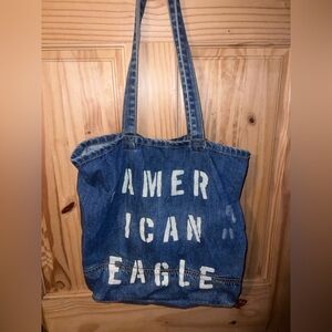 American Eagle AE Blue Denim Tote Bag School Books Lightweight
